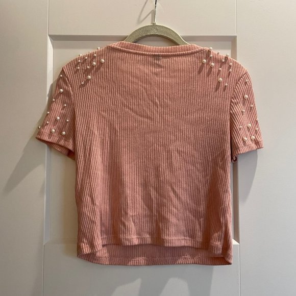 H&M Pearl Embellished Ribbed Top - Picture 4 of 4